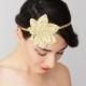 Gold Bridal Headband Bridal Headpiece Lace Headband Retro Headband Wedding Accessories Bridal Accessories Lace Headpiece / MASULDA