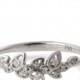 Moissanite Art Deco Petal Engagement Ring - 14K White Gold and Moissanite engagement ring, leaf ring, flower ring, vintage, halo ring, 11