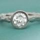 Twig Engagement Ring in Palladium 950 and Moissanite, Pine Branch, Choose a Stone Size