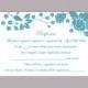 DIY Wedding RSVP Template Editable Word File Download Rsvp Template Printable RSVP Cards Floral Teal Blue Rsvp Card Elegant Rsvp Card
