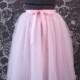 Pink Plus Size Tulle Skirt with Ribbon Waist and Ties - Tea Length Adult Tutu - Custom Size, Made to Order