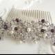 Bridal Hair Comb,Pearl Bridal Hair Comb,Ivory or White Pearls,Rhinestone Hair Comb,Rhinestone Bridal Hair Comb,Purple Hair Comb,Pearl,MARLEY