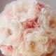 Fabric Wedding Bouquet, Brooch Bouquet, Vintage Bridal Bouquet, Vintage Wedding, Fabric Flower Bouquet, Coral, Ivory