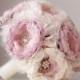 Fabric Wedding Bouquet, Handmade Fabric Bridal Bouquet, Vintage Wedding Bouquet, Brooch Bouquet, Light Purple, Pink, Ivory