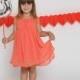 Peach Flower Girl Dress - Rustic Flower Girl Dress - Peach Flower Girl - Flower Girl Dresses - Girls chiffon dress