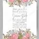 Wedding invitation template.Sweet wedding bouquets of rose, peony, orchid, anemone, camellia,and eucalipt leaves. Vector design elements.