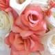 17 pcs Wedding Silk flower Bouquet Bridal Package peach CORAL CREAM CALLA Lily ivory Centerpieces RosesandDreams