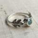 SALE Treated Blue Opal and Sterling Silver- The Fire Leaf Ring