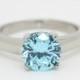 2ct Aquamarine Solitaire ring in Titanium or White Gold - engagement ring - wedding ring - handmade ring