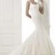 Charming Tulle Mermaid Square Neckline Natural Waistline Wedding Dress - overpinks.com