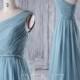 2016 Dusty Blue Bridesmaid Dress, Long Chiffon Wedding Dress, One Shoulder Prom Dress, Evening Dress, Party Dress Floor Length (H218)