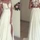 A Line See-through Bateau Off The Shoulder Lace Appliqued Floor Length Beach Ivory Wedding Dress,Party Prom Dress