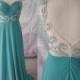 Hunter Chiffon Scoop Neckline Exquisite Beadworks Floor Length Formal Evening Dress Prom Dress Prom Gowns ET148