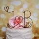 Personalized Initials Cake Topper with Heart Details, Rustic Wedding Cake Topper, Shabby Chic Wedding Cake Topper, Wedding Cake Topper