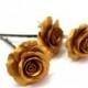 Gold flower clips, Golden clips, Bridal hair clips, Wedding accessory, Rose bobby pins,Bridal Accessories Set