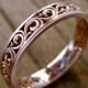 Unisex Spiral Scroll Wedding Ring in 14K Rose Gold with Cool Matte Finish Size 10