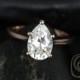 Skinny Jane 10x7mm 14kt Rose Gold Pear FB Moissanite Tulip Cathedral Solitaire Engagement Ring (Other metals and stone options available)