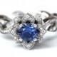 BLOOMING Work Of Art - Flower Rose Lotus Diamond Engagement Ring - Blue sapphire - 14K white gold -fL07 BeautifulPetra Patented design