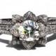 MILGRAIN - Gorgeous UNIQUE Flower Lotus Rose Diamond Engagement Ring - 2.50 carat - 14K white, rose, yellow gold - custom - art deco - fL04