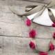 Bridal Flowers Headband, Crochet Ribbon Head Wrap, Oya Beaded Fuchsia Hairband, Flower Girl Headpiece, Bridesmaid Hair Jewelry, Women's Gift