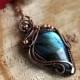 Labradorite pendant Wire wrapped pendant necklace handmade  gift anniversary gift for Wife Gift for mom Copper pendant Inspiration jewelry