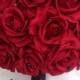 Bridal Bride Bouquet Groom Boutonniere Wedding Elegant Set Roses RED BLACK PEARL "Lily of Angeles" RERE04