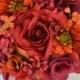 17pcs Wedding Bridal Bouquet Silk Flower Decoration Package APPLE RED ORANGE "Lily of Angeles"