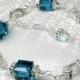 Teal Crystal Bracelet, London Blue Topaz Swarovski Cube, Deep Teal Wedding Jewelry, Bridesmaid Bracelet, Sterling Silver, December Birthday