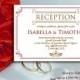 Wedding Reception Invitation Template - Editable in MS Word 2003 or higher - Gold and Red - Printable