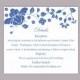 DIY Wedding Details Card Template Editable Word File Instant Download Printable Details Card Navy Blue Details Card Floral Information Cards