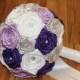 Purple Fabric Bouquet, Purple, Lavender, Silver, & White Bouquet, Lavender Bouquet, Purple Wedding Bouquet, Purple and White Wedding