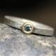 Simple Modern Sapphire Engagement Ring 18K Yellow Gold Silver Blueish or Greenish Genuine Gemstone Minimalist Bridal Band - Cerulean Circle