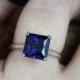Blue Sapphire Engagement Ring Solitaire Square Princess 3.80 4 ct 9mm 14k 18k White Yellow Rose Gold-Platinum-Custom-Wedding-Anniversary
