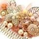 Swarovski crystal Baby Pink Gold Ivory Silver Gatsby Feather 1920s Crystal Classic Vintage Bridal Hair Comb Piece Slide