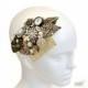 Swarovski crystal 1920s Art Deco Gold Cream Ivory Pearl Classic Vintage Bridal Hair Comb Piece Slide
