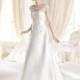 Timeless A line Satin & Lace Floor Length Bateau Neck Wedding Dress With Appliques - Compelling Wedding Dresses