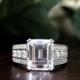 3.90 ct Engagement Ring-Emerald Cut Diamond Simulant Ring-Wedding Ring-Bridal Ring-Promise Ring-Anniversary Ring-925 Sterling Silver [9151]