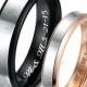 Personalized Black & Rose Gold Sweetheart Couple's Ring Set Custom Engraved Free, Promise Ring
