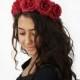 Frida Kahlo, Day of the Dead, Red Rose Headband, Flower Crown, Mexican Floral Crown, Red, Costume, Rose Headband, Rose Crown, Costume, Boho