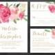 Printable Wedding Invitation Template Set, Floral Wedding Invitation, Watercolor, Flower, Blush, Gold, Peony, Peonies, Boho Chic, Floral