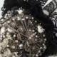 Black Brooch Bouquet, Wedding Keepsake Posy, Onyx, Hematite and Marcasite Bridal Accessory, Original FFT Design