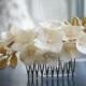 Hydrangea comb, Bridal flower headpiece, Bridal flower comb, Bridal hair flower, Gold leaf comb, Wedding flower comb, Bridal hair accessory