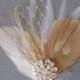 Wedding Hair Accessories Bridal White Ivory Champagne Feather Head Piece Hair Clip Fascinator Accessory