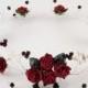 Red rose Gothic tiara, black crystal wedding hair accessory, silver ivy leaf hair vine, garnet wreath, alternative wedding headband
