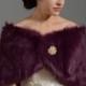 Purple faux fur bridal wrap shrug stole shawl cape FW005-Purple regular / plus size