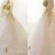 Melody Handmade Chiffon Flowers Romantic Gold embroidery Wedding Dress