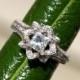 Gorgeous UNIQUE Flower Rose PRINCESS Cut Diamond Engagement Ring - 2.25 carat - 14K white gold - custom made - Fl01-P