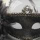 Black Venetian Floral Glitter Masquerade  Mask for Prom Ball Mardi Wedding Party  5E2A  SKU: 6E42