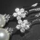 White Pearl Silver CZ Bridal Earrings Pearl Drop CZ Earrings Bridal Pearl Dangle Earrings Swarovski 10mm Pearl Earrings Wedding Jewelry