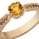 Citrine Ring, Art Deco Engagement Ring, November Birthstone, Citrine Jewelry, Yellow Citrine Ring, Anniversary Gift, Vintage Style Wedding